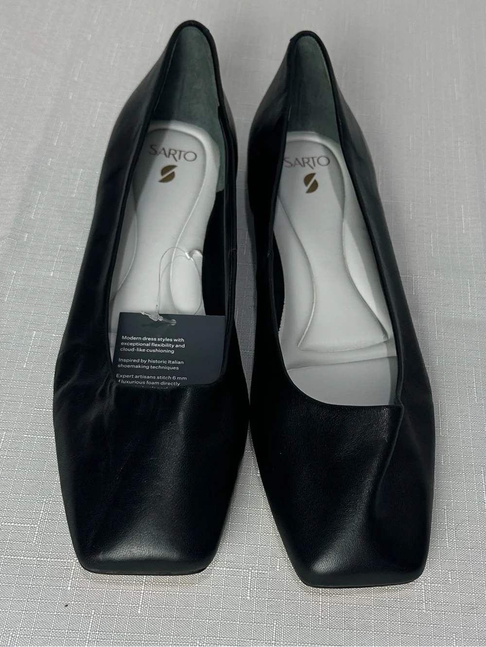 Franco Sarto Black Leather Flats Size 10